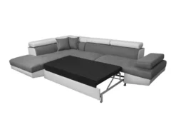 Canapé D'angle RIO Convertible Avec Coffre En Microfibre Et Simili - Angle Gauche, Blanc Et Gris -Canapé Soldes Boutique canape 14642119