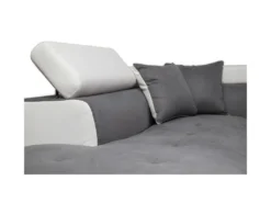 Canapé D'angle RIO Convertible Avec Coffre En Microfibre Et Simili - Angle Gauche, Blanc Et Gris -Canapé Soldes Boutique canape 14642125