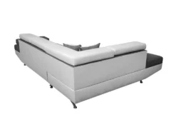 Canapé D'angle RIO Convertible Avec Coffre En Microfibre Et Simili - Angle Gauche, Blanc Et Gris -Canapé Soldes Boutique canape 14642127