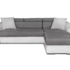 Canapé D'angle ELONA Convertible Bi-matière Blanc Et Gris Avec Poufs De Rangement à Gauche