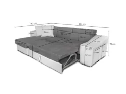 Canapé D'angle ELONA Convertible Bi-matière Blanc Et Gris Avec Poufs De Rangement à Gauche -Canapé Soldes Boutique canape 14642197