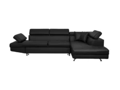 Canapé D'angle RIO Convertible Avec Coffre En Simili - Angle Droit, Noir