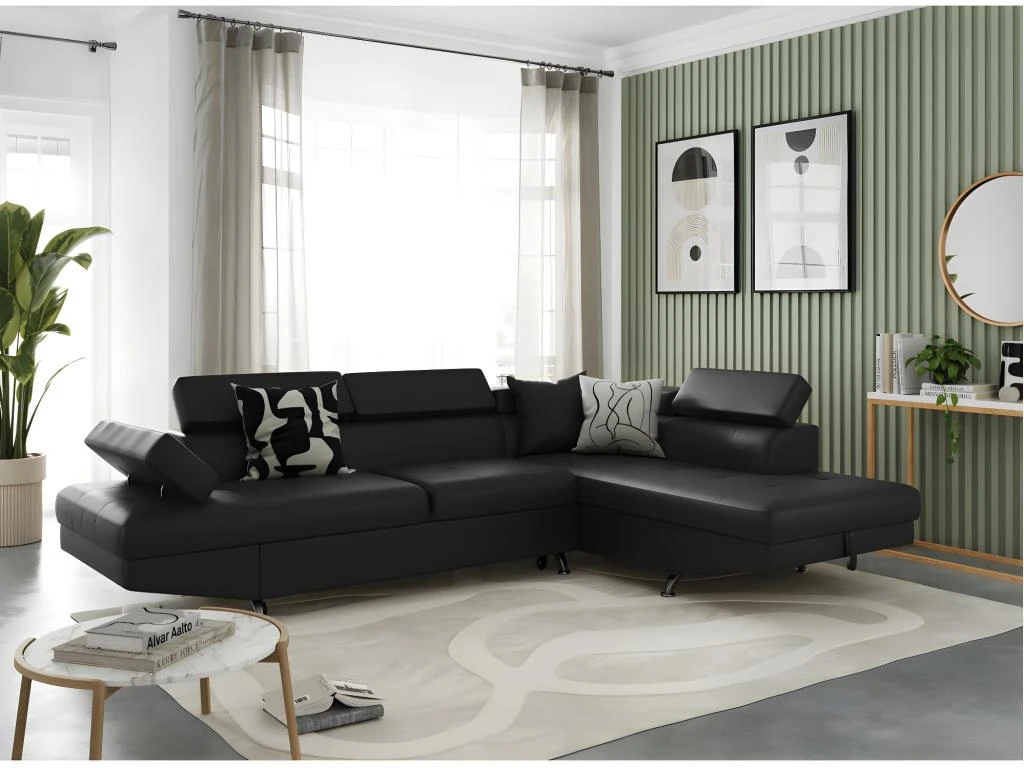 Canapé D'angle RIO Convertible Avec Coffre En Simili - Angle Droit, Noir 4 Canapé D'angle RIO Convertible Avec Coffre En Simili - Angle Droit, Noir – Image 4