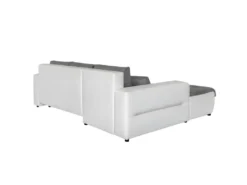 Canapé D'Angle SUZIE Convertible En Simili Et Microfibre - Angle Gauche, Blanc Et Gris -Canapé Soldes Boutique canape 14643157