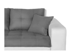 Canapé D'Angle SUZIE Convertible En Simili Et Microfibre - Angle Gauche, Blanc Et Gris -Canapé Soldes Boutique canape 14643159