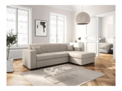 Canapé D'angle FUJI XL Convertible Avec Coffre En Tissu - Angle Droit, Beige -Canapé Soldes Boutique canape 14644127