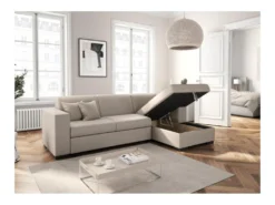 Canapé D'angle FUJI XL Convertible Avec Coffre En Tissu - Angle Droit, Beige -Canapé Soldes Boutique canape 14644129