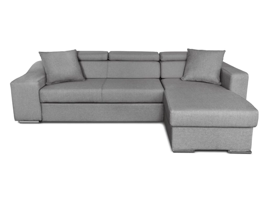 Canapé D'Angle ELONA Convertible En Tissu Gris Clair Avec Poufs De Rangement à Gauche 1 Canapé D'Angle ELONA Convertible En Tissu Gris Clair Avec Poufs De Rangement à Gauche
