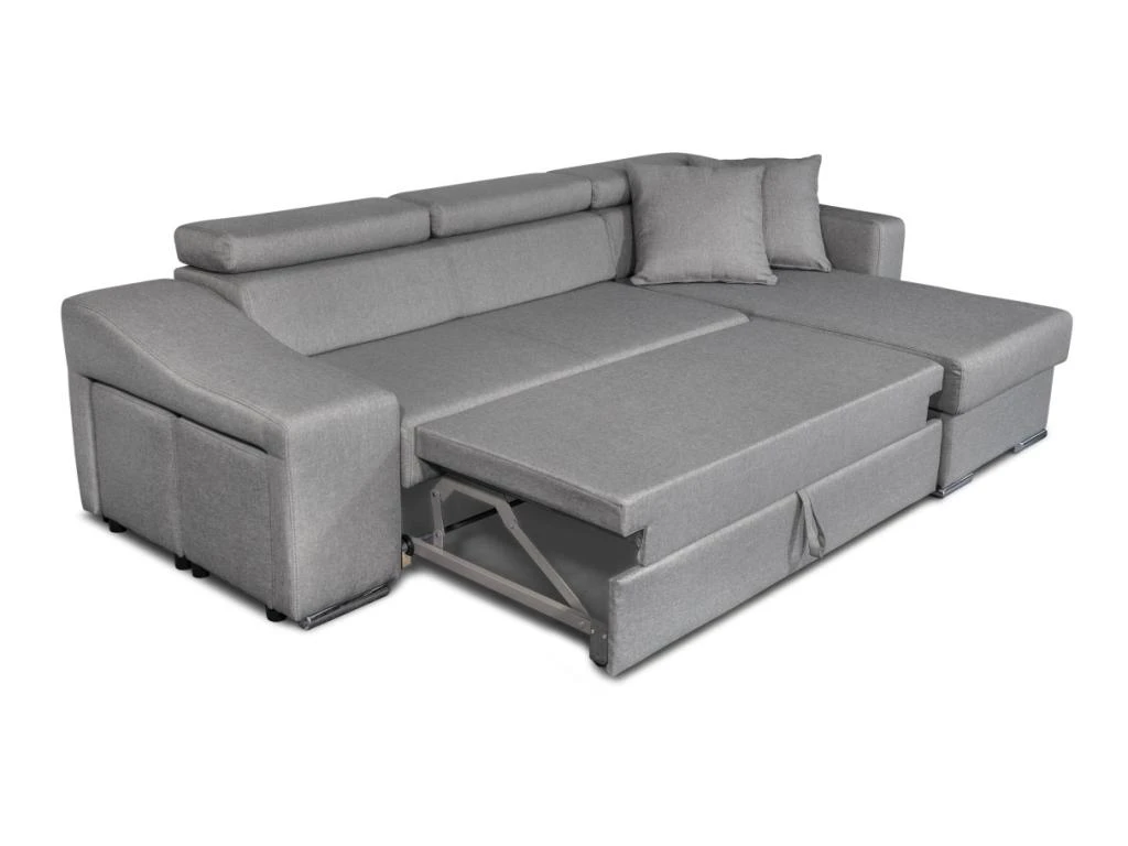 Canapé D'Angle ELONA Convertible En Tissu Gris Clair Avec Poufs De Rangement à Gauche 5 Canapé D'Angle ELONA Convertible En Tissu Gris Clair Avec Poufs De Rangement à Gauche – Image 5