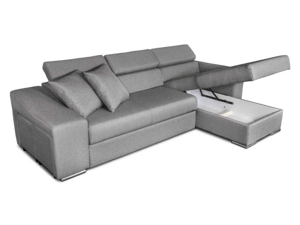 Canapé D'Angle ELONA Convertible En Tissu Gris Clair Avec Poufs De Rangement à Gauche 7 Canapé D'Angle ELONA Convertible En Tissu Gris Clair Avec Poufs De Rangement à Gauche – Image 7