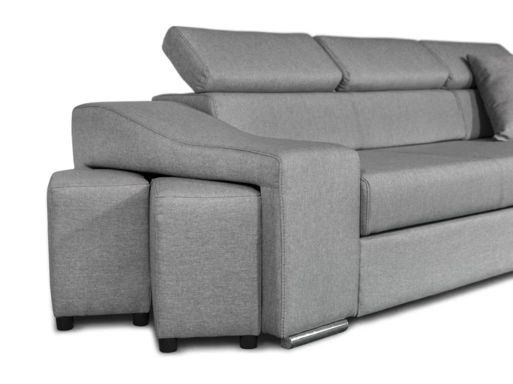 Canapé D'Angle ELONA Convertible En Tissu Gris Clair Avec Poufs De Rangement à Gauche 9 Canapé D'Angle ELONA Convertible En Tissu Gris Clair Avec Poufs De Rangement à Gauche – Image 9