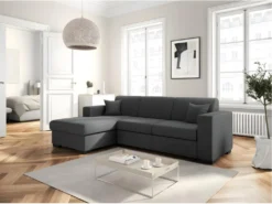 Canapé D'angle FUJI XL Convertible Avec Coffre En Tissu - Angle Gauche, Gris Anthracite -Canapé Soldes Boutique canape 14644529