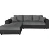 Canapé D'Angle SUZIE Convertible En Simili Et Microfibre - Angle Gauche, Gris Et Noir