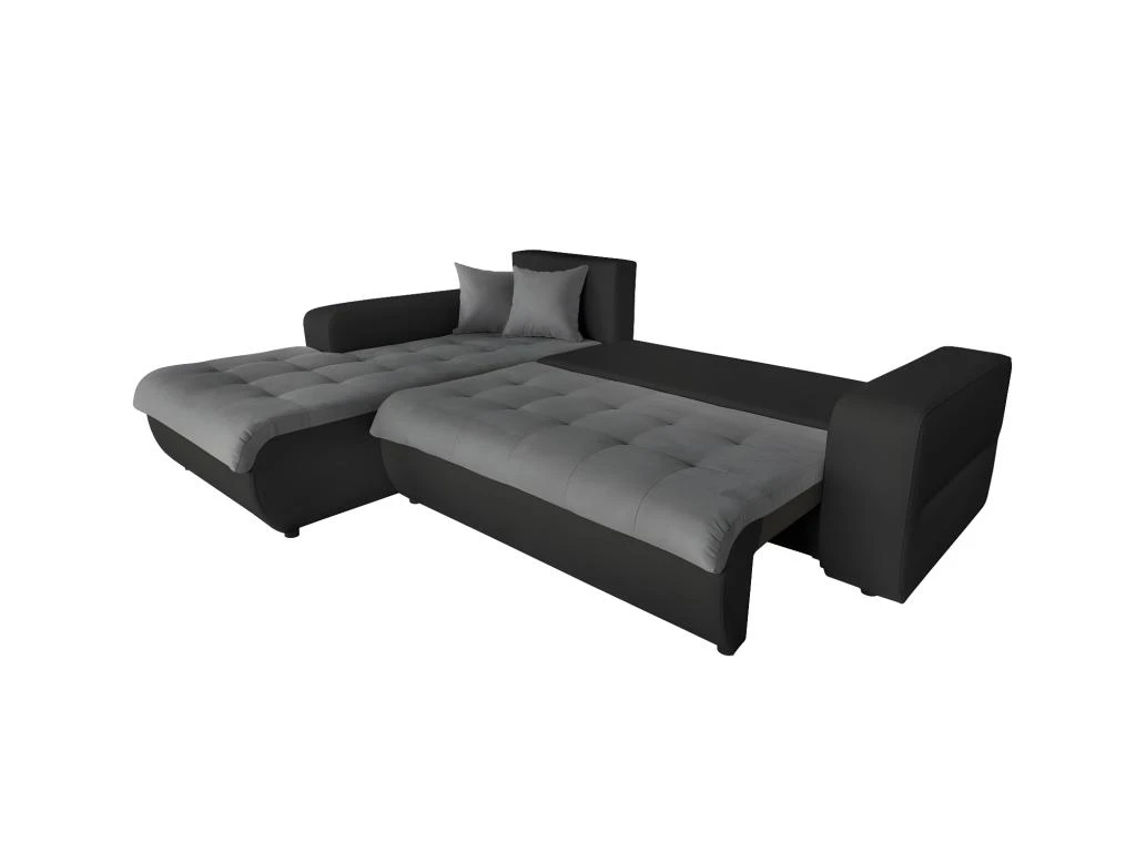 Canapé D'Angle SUZIE Convertible En Simili Et Microfibre - Angle Gauche, Gris Et Noir 4 Canapé D'Angle SUZIE Convertible En Simili Et Microfibre - Angle Gauche, Gris Et Noir – Image 4