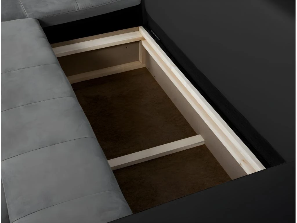 Canapé D'Angle SUZIE Convertible En Simili Et Microfibre - Angle Gauche, Gris Et Noir 9 Canapé D'Angle SUZIE Convertible En Simili Et Microfibre - Angle Gauche, Gris Et Noir – Image 9