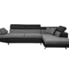 Canapé D'angle RIO Convertible Avec Coffre En Microfibre Et Simili - Angle Droit, Gris Et Noir