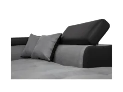 Canapé D'angle RIO Convertible Avec Coffre En Microfibre Et Simili - Angle Droit, Gris Et Noir -Canapé Soldes Boutique canape 14644957