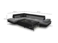 Canapé D'angle RIO Convertible Avec Coffre En Microfibre Et Simili - Angle Droit, Gris Et Noir -Canapé Soldes Boutique canape 14644961