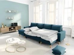 Canapé Panoramique Scandinave Convertible 2 Coffres En Tissu Déperlant -Canapé Soldes Boutique canape 14647093