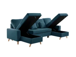 Canapé Panoramique Scandinave Convertible 2 Coffres En Tissu Déperlant -Canapé Soldes Boutique canape 14647097