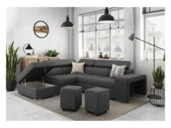 Canapé D'angle SOAN Convertible En Tissu - Gris Anthracite - Angle Gauche -Canapé Soldes Boutique canape 14647539