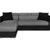 Canapé D'angle ELONA Convertible Bi-matière Gris Et Noir Avec Poufs De Rangement à Droite
