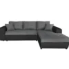 Canapé D'Angle SUZIE Convertible En Simili Et Microfibre - Angle Droit, Gris Et Noir