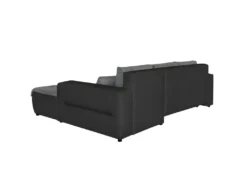 Canapé D'Angle SUZIE Convertible En Simili Et Microfibre - Angle Droit, Gris Et Noir -Canapé Soldes Boutique canape 14648723