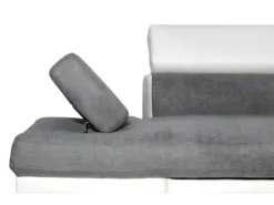 Canapé D'angle RIO Convertible Avec Coffre En Tissu Et Simili - Angle Droit, Blanc Et Gris -Canapé Soldes Boutique canape 14648935