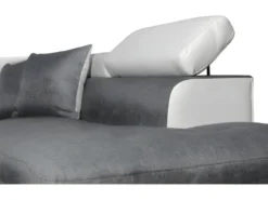 Canapé D'angle RIO Convertible Avec Coffre En Tissu Et Simili - Angle Droit, Blanc Et Gris -Canapé Soldes Boutique canape 14648937