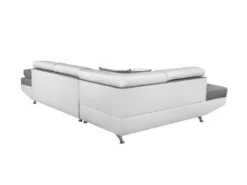 Canapé D'angle RIO Convertible Avec Coffre En Tissu Et Simili - Angle Droit, Blanc Et Gris -Canapé Soldes Boutique canape 14648939