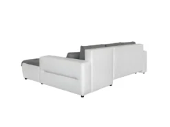 Canapé D'Angle SUZIE Convertible En Simili Et Microfibre - Angle Droit, Blanc Et Gris -Canapé Soldes Boutique canape 14648989