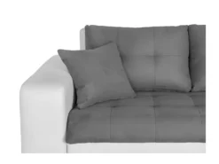 Canapé D'Angle SUZIE Convertible En Simili Et Microfibre - Angle Droit, Blanc Et Gris -Canapé Soldes Boutique canape 14648993