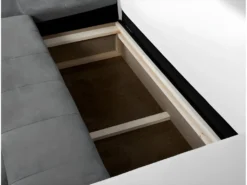 Canapé D'Angle SUZIE Convertible En Simili Et Microfibre - Angle Droit, Blanc Et Gris -Canapé Soldes Boutique canape 14648995