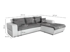 Canapé D'Angle SUZIE Convertible En Simili Et Microfibre - Angle Droit, Blanc Et Gris -Canapé Soldes Boutique canape 14648999