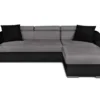 Canapé D'angle ELONA Convertible Bi-matière Gris Et Noir Avec Poufs De Rangement à Gauche