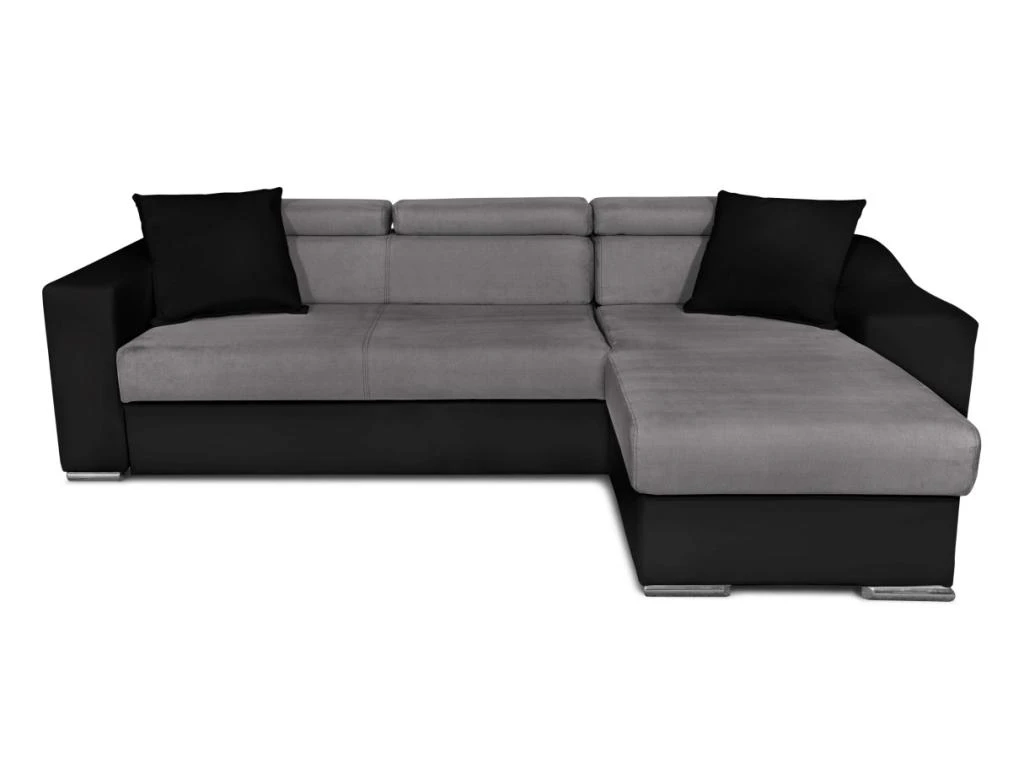 Canapé D'angle ELONA Convertible Bi-matière Gris Et Noir Avec Poufs De Rangement à Gauche 1 Canapé D'angle ELONA Convertible Bi-matière Gris Et Noir Avec Poufs De Rangement à Gauche
