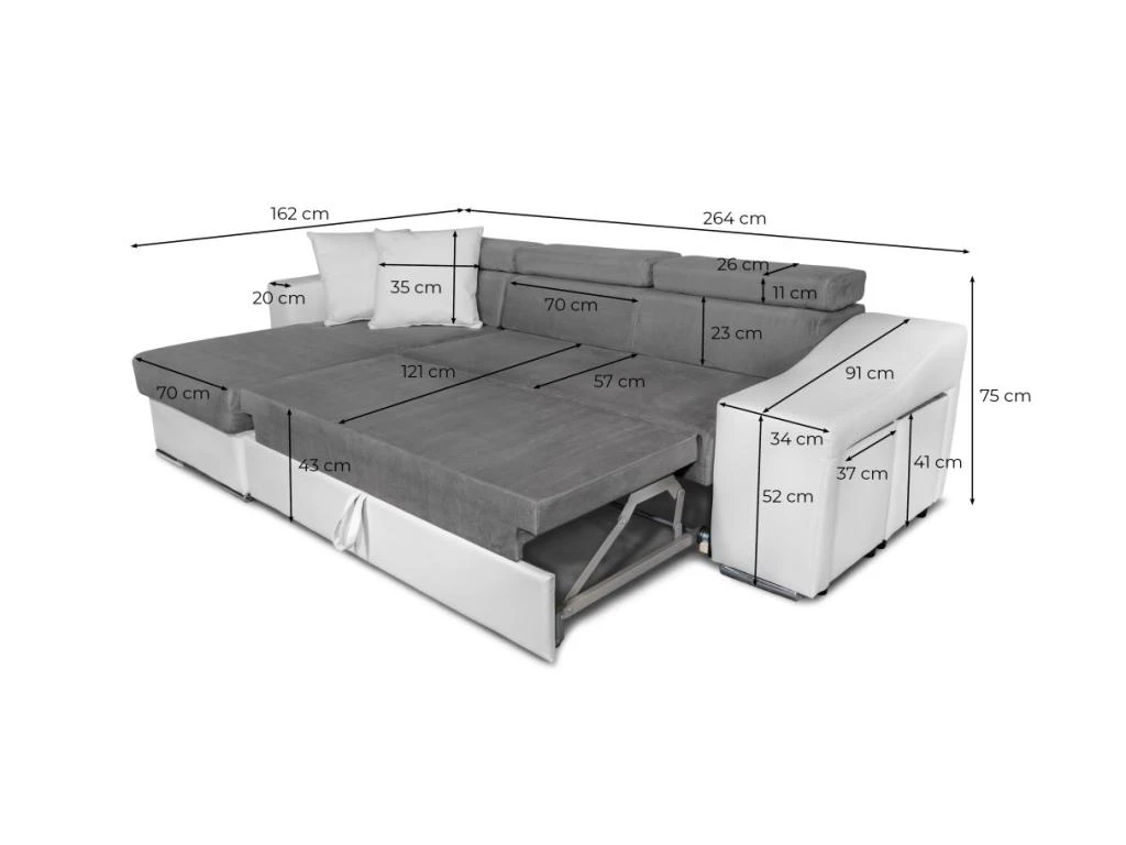 Canapé D'angle ELONA Convertible Bi-matière Gris Et Noir Avec Poufs De Rangement à Gauche 10 Canapé D'angle ELONA Convertible Bi-matière Gris Et Noir Avec Poufs De Rangement à Gauche – Image 10