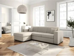 Canapé D'angle FUJI XL Convertible Avec Coffre En Tissu - Angle Gauche, Beige -Canapé Soldes Boutique canape 14649601