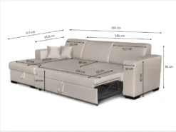 Canapé D'angle FUJI XL Convertible Avec Coffre En Tissu - Angle Gauche, Beige -Canapé Soldes Boutique canape 14649613