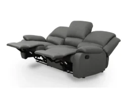 Canapé Relaxation 3 Places Simili Cuir DETENTE - Gris -Canapé Soldes Boutique canape 14650119