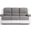 Canapé Relaxation 3 Places Microfibre Et Simili DETENTE - Blanc Et Gris