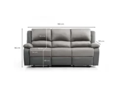 Canapé Relaxation 3 Places Microfibre Et Simili DETENTE - Blanc Et Gris -Canapé Soldes Boutique canape 14650151