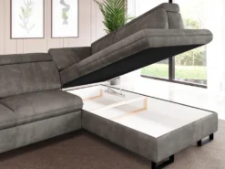 Canapé D'angle Droit Convertible En Velours Gris DIMARO 15 Canapé D'angle Droit Convertible En Velours Gris DIMARO -Canapé Soldes Boutique canape 14650757