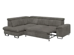 Canapé D'angle Gauche Convertible En Velours Gris DIMARO -Canapé Soldes Boutique canape 14651245