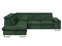 Canapé D'angle Gauche Convertible En Velours Vert DIMARO -Canapé Soldes Boutique canape 14651585