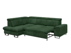 Canapé D'angle Gauche Convertible En Velours Vert DIMARO -Canapé Soldes Boutique canape 14651599