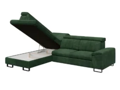 Canapé D'angle Gauche Convertible En Velours Vert DIMARO -Canapé Soldes Boutique canape 14651611