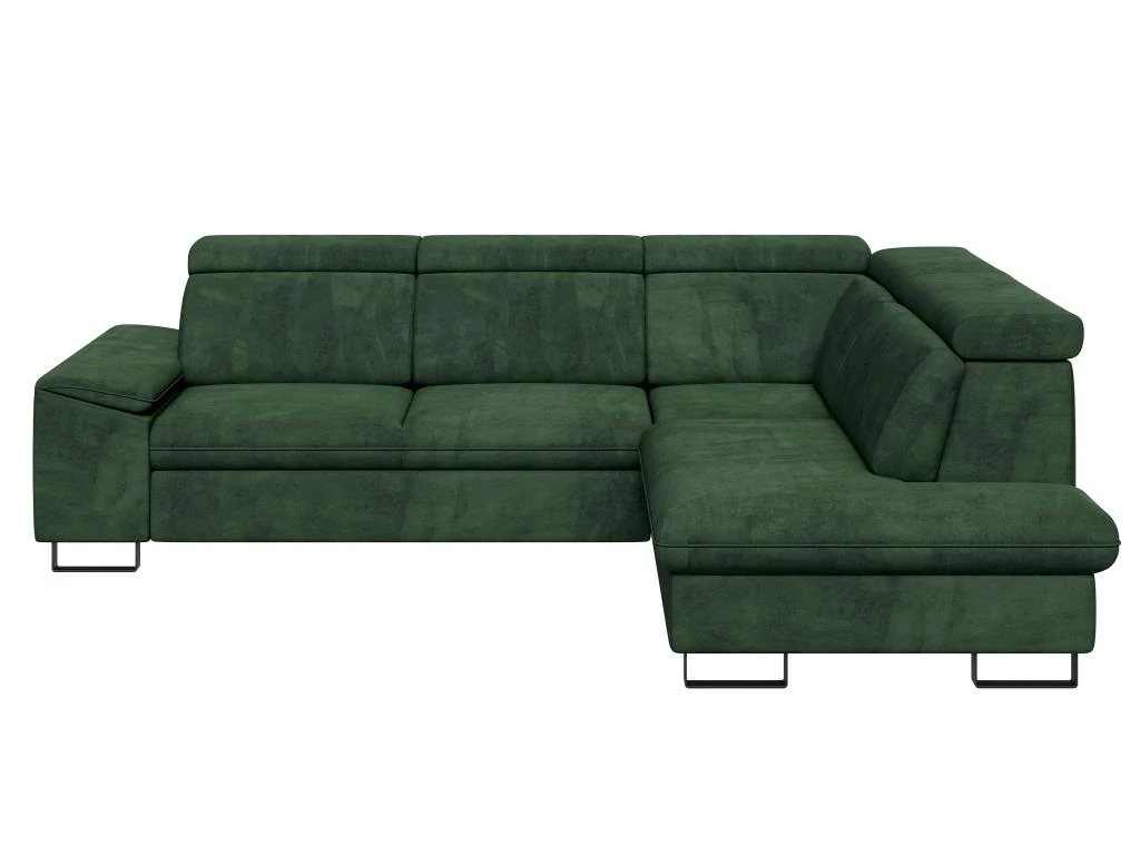 Canapé D'angle Droit Convertible En Velours Vert DIMARO 3 Canapé D'angle Droit Convertible En Velours Vert DIMARO – Image 3