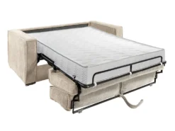 Canapé 3 Places Convertible Express En Velours Côtelé Beige - Couchage 140 Cm - Matelas 18 Cm LORETO -Canapé Soldes Boutique canape 14801985